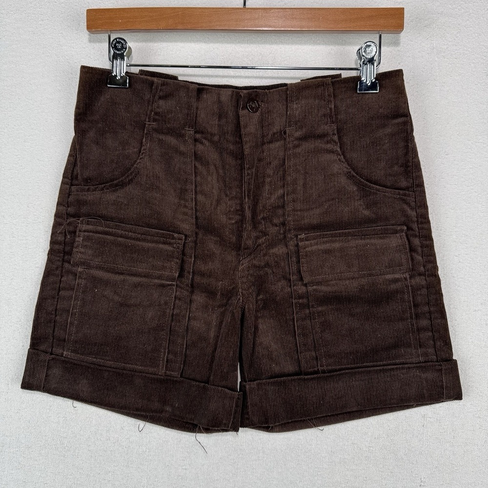 70's Vtg Sears Women's 9-10 Brown Corduroy Safari Shorts 28x4 Deadstock *Read